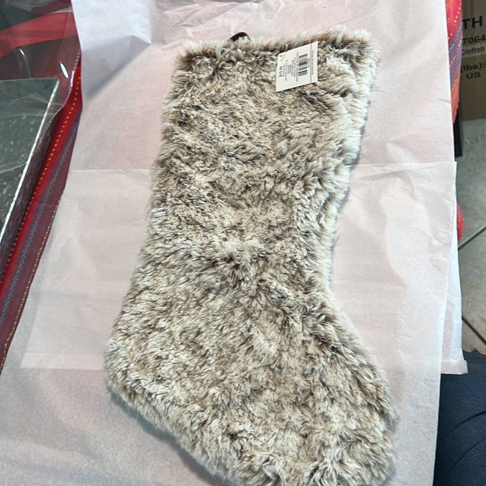 NWT  Extra Fluffy cream/brown fur stockings